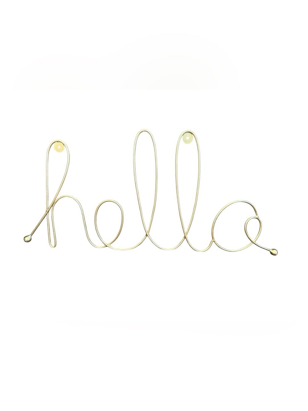 “Hello” Text Script Gold Metal Wire Hanging 25” Wall Accent Home Decor
